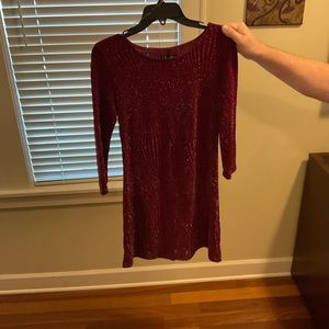 TRIXXI, Maroon & Silver linen dress, Size: Adult XS